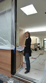 San Francisco–based architect Cary Bernstein at the Hill House renovation site.