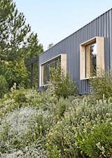 Boxy spruce-framed windows punctuate the 1,615-square-foot structure, which is clad in corrugated metal.