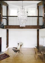 Stonorov-Churchill Residence living area with chandelier