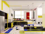 This experimental apartment highlights the forms, lines, and colors of Piet Mondrian’s art.