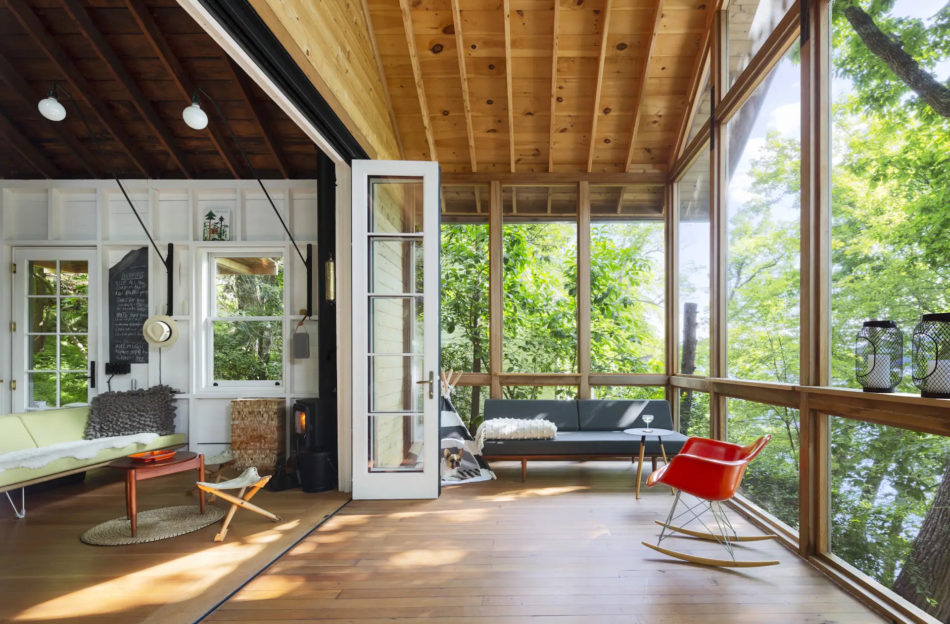 Photo 11 of 12 in This Lakeside Cabin in New York Is Offbeat in the