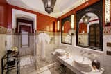 Bath Room, Pendant Lighting, Marble Floor, Open Shower, Marble Counter, Recessed Lighting, Full Shower, Vessel Sink, Mosaic Tile Wall, Accent Lighting, and Marble Wall  Photo 10 of 13 in La Mamounia by Dwell