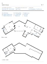 Floor plan of Kallis House by Rudolph M. Schindler, restored by Jeff Fink