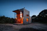 "The hut is a series of simple design moves," says the firm. "The form is reminiscent of a surf lifesaving or observation tower."