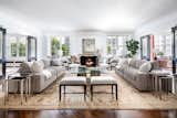 Living, Wood Burning, Standard Layout, Ottomans, Dark Hardwood, Coffee Tables, Sofa, and Table  Living Sofa Ottomans Table Photos from The Manhattan Home of Late Fashion Maven Kate Spade Lists For $6.35M