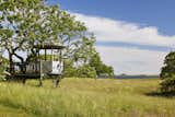 A small treehouse overlooks grassy fields and&nbsp;Squibnocket pond in the background. Jackie O reportedly had the structure built for her grandchildren when they were younger.