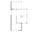A floor plan of the detached carriage house and garage. Located in the rear of the home, this space offers room for two cars and additional storage.
