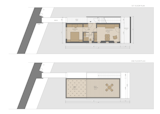 A look at the floor plan as designed, with approximately 500 square feet of interior living space, and around 800 square feet including terraces.