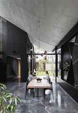 Another view of the dining area with its sloping ceiling. “We wanted to know that the house would last a long time, so no matter what age the kids were, it would be appropriate,