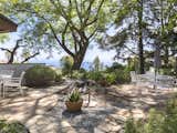 Outdoor, Back Yard, Trees, Large Patio, Porch, Deck, Stone Patio, Porch, Deck, Walkways, and Shrubs Shaded by large mature trees, the backyard features numerous areas to enjoy al fresco dining.  Photo 11 of 12 in Own This Neutra-Designed Midcentury Stunner for $2M