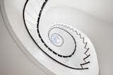 A peek at the stunning Pei-designed spiral staircase, capped with an oblong skylight.