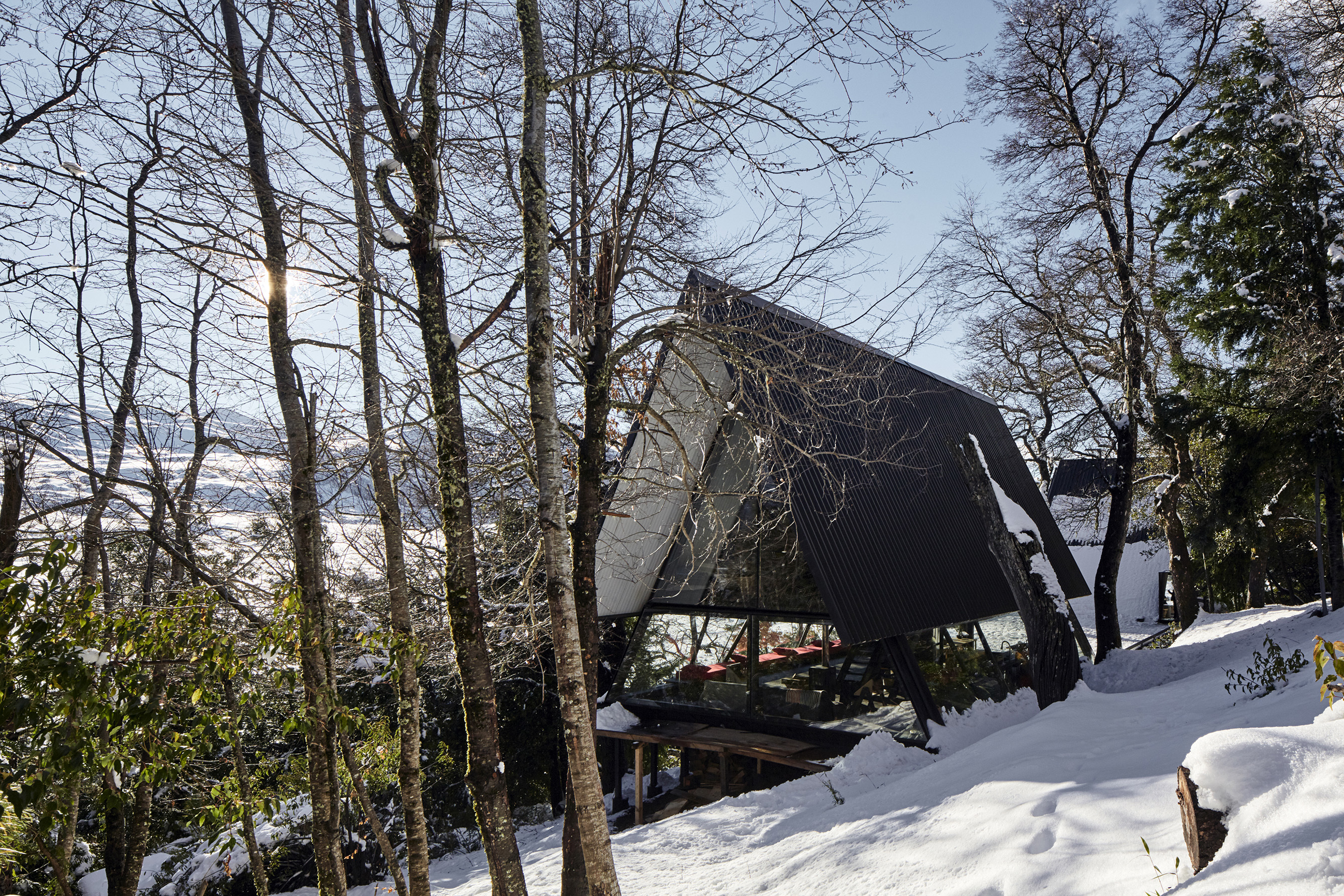 Two Prefab Prisms Form an A-Frame Retreat in the Chilean