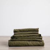 Cultiver Olive Linen Sheet Set With Pillowcases