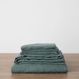 Cultiver Bluestone Linen Sheet Set With Pillowcases