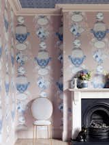 This highly decorative dining room features complementary patterned wallpapers from the 2LG Studio collection for Graham &amp; Brown. "Because ceilings are above your eyeline, using a patterned wallpaper can give life to a space without being overwhelming,