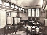 A historical look at the building's central auditorium circa 1915, when it was still a school. A trio of the original 'kinder-symphony' windows stand at the end, with corresponding clerestory windows along each side; other variations on the windows were scattered throughout.