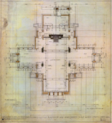 A look at an early plan of the Avery Coonley Playhouse. Spaces were altered during the subsequent conversion into a single-family residence by William Drummond.