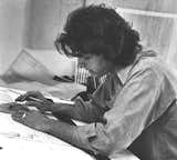 Storyk looks over elevations and designs for Jimi Hendrix’s iconic Electric Lady Studios in 1969.&nbsp;