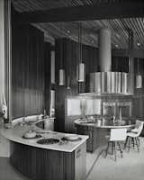 A look at the original kitchen provides a better view of the curved walls and cabinetry.