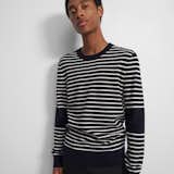 Theory Striped Crewneck Sweater in Merino Wool