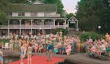 In another scene, the summer's annual swimsuit contest is performed on the main dock.  Search “contest” from The Lakeside Resort Featured in “The Marvelous Mrs. Maisel” Lists for $6M in Upstate New York