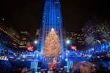 New York City Mayor Bill de Blasio lights the Christmas tree at Rockefeller Center in 2018. This year, major holiday traditions will be held online.