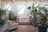 Large potted plants help to divide a seating area.  Photo 3 of 14 in This Former Chapel, Now a Heavenly Artist’s Studio and Home, Lists for £1.6M