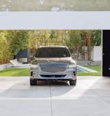 A view of the garage and the Genesis GV80 from the street. The garage occasionally doubles as a pavilion for birthday parties or small events.