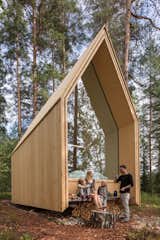 The 150-square-foot cabin is built entirely out of cross-laminated timber (CLT) elements.