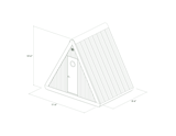 A drawing of the Bivvi Cabin, which comes fully assembled.