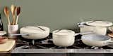 Caraway’s ceramic-coated Cookware Set, shown here in Cream, includes four pieces and storage accessories for $395.  Photo 2 of 10 in Our 9 Favorite Direct-to-Consumer Brands for Quality Cookware at Affordable Prices