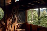 On one side of the tree house, windows and screens open to an unrestricted view.
