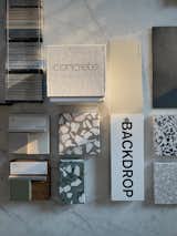 Samples and swatches from Reform, Fireclay Tile, Concrete Collaborative, and Backdrop create a tactile collage.