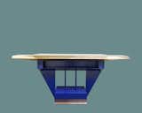 Athens cabinetmaker Ilias Lefas has made a name for himself creating unique furnishings for interiors throughout Europe. The blue lacquered Mommsenstrasse table was produced as a DJ stand and features a faceted cast bronze top with hidden compartments.
