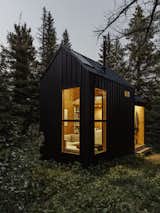 The tiny cabin currently sits on a friend’s property, but it’s designed to be mobile, should the couple need to move it. “It can be dragged away with nothing more than a tractor,” says Nathalie.