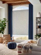 Seema Krish’s Reflections pattern (shown adorning a Hunter Douglas roller shade) is a highlight of the collection.&nbsp;