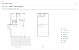 With a height of 30 feet, the A-frame’s steep pitch narrows the home’s usable floor area. An extension with a more gently sloping roof added to the north side of the cabin keeps the entryway from feeling cramped. It also creates enough room for the staircase, shifting it from its usual spot at the center or rear of the plan.