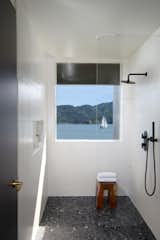 A picture window in one shower frames views of Angel Island.