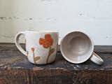 Gopi Shah cappuccino mugs in her Speckled Poppies design.