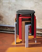 The Rey stools are offered in five colors: Slate Blue, Deep Black, Scarlet Red, Golden, and Umber Brown (all pictured here except Umber Brown).