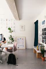 The walls of the office feature past facade designs and wireframes from Fala’s projects.