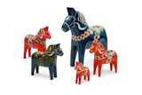 Hand-painted Dala horses like these, originally from the rural Dalarna region of Sweden, are popular in the midwest as keepsakes of Scandinavian heritage.