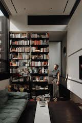 “I wanted to go upstairs to a place that was completely clean, serene, and quiet,” says Paula of the library, for which the architects created an open steel bookcase.