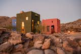 Situated near the entrance to Joshua Tree National Park, the property includes a backyard with firepit and hot tub.  Photo 6 of 7 in One Night in Joshua Tree’s Multicolored, Cubist Monument House