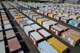 rows of shipping container housing seen lined up