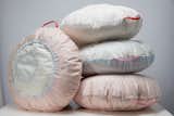 Designed by Studio Flétta for Fólk Reykjavík, the Airbag is a cushy pouf made almost entirely from recycled materials. The pastel body of each piece is an airbag salvaged from a scrapped car, and the cushioning is made of leftover Polartec Power Fill from 66°North and mattress foam from AnnTex.
