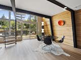 Dining Area of Black Midcentury Cabin Near Seattle