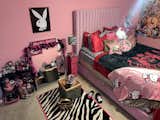tiktoker jayden naomi's y2k inspired room features a lot of animal prints and juicy couture on the bed