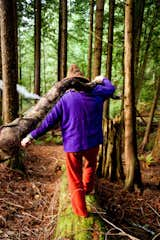 Kelley walking in the woods.