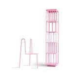 Pink architecture-themed furniture design by Harry Nuriev as featured in Sight Unseen's annual show.